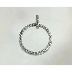 Circular Gemstone Inlaid Sterling Silver Minimalist Vintage Pendant